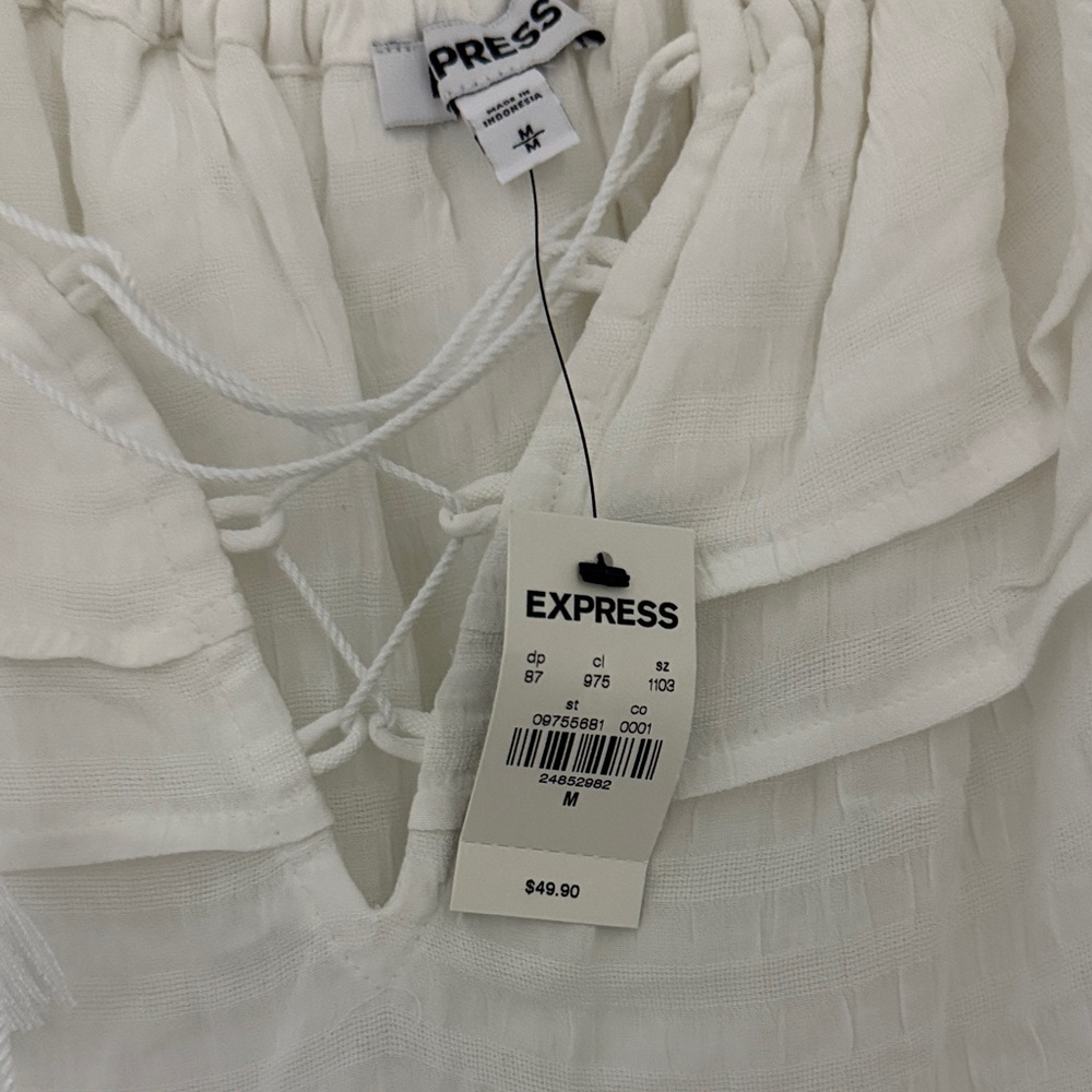 Express White Ruffled Blouse - Picture 4 of 4